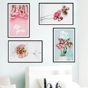 Pink floral wall art set with Be You and Stay Alive text for bedroom decor