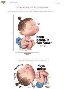 Layout detail of funny cartoon girl stickers for toilet lid with application dimensions