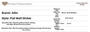 Detailed table of funny waterproof PVC toilet stickers with self-adhesive properties
