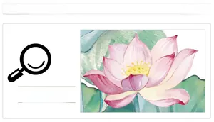 Détail de l'autocollant mural lotus rose aquarelle avec feuilles vertes et texture d'art