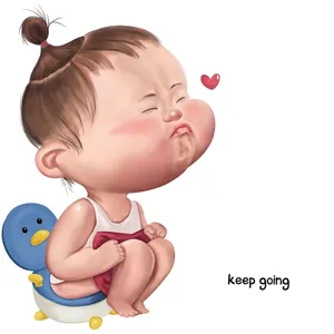 Funny cartoon penguin baby toilet sticker waterproof decorative wall decal for bathroom