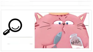 Close-up of cute cartoon cat holding a blue fish on waterproof toilet lid sticker