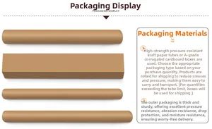 Protective packaging view showing heavy-duty kraft paper tubes and corrugated boxes