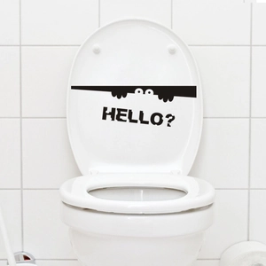 Funny peek-a-boo monster toilet seat sticker with Hello text for bathroom wall decor