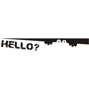 Creative black silhouette toilet sticker with HELLO text and cartoon character design