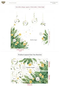 Detail of dandelion wall stickers showing sheet layout and final dimensions 105x104cm