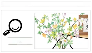 Detail showing watercolor floral wall sticker with purple flowers and white daisies