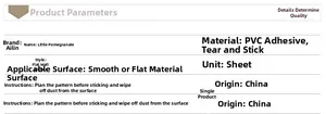 Detailed PVC self-adhesive wall sticker specifications and material information chart