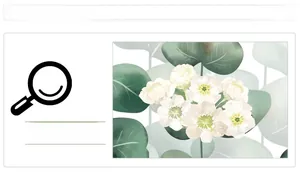 Close-up of green leaves and white flowers wall sticker in natural watercolor style