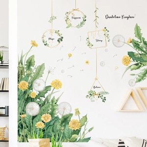 Nordic dandelion and hanging plants wall stickers with inspirational magic quotes