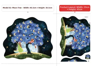 Sticker mural 3D espace avec taille de planche 30x45cm et rendu final de 40.5x34.5cm