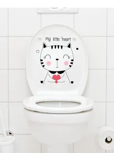 Detail of waterproof cat toilet sticker with heart pattern and My Little Heart text