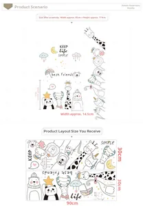 Details von Comic Tier Wandsticker-Set mit zwei Bögen 30x90cm PVC-Layout-Muster