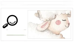 Macro shot showing watercolor sheep sticker with delicate blush and clean texture