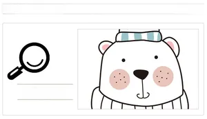 Detailansicht eines weißen Bären-Wandstickers mit gestreiftem Halstuch für Kinder