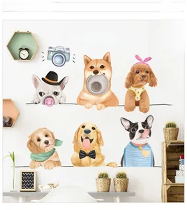 Detail of cute cartoon dog wall stickers with 123 Smile text for children room decor