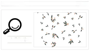 Detail of floral wall sticker with green leaves and pink berries in Nordic style