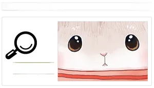 Close-up of cartoon animal face sticker showing detail of brown eyes and pink cheeks