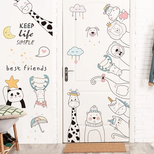 Cartoon Tiere Wandtattoo Wasserdicht PVC Giraffe Panda Löwe Muster Aufkleber Für Kinderzimmer Klassenzimmer Kindergarten Deko