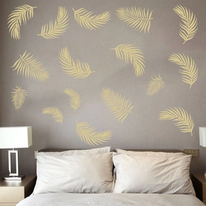 Golden palm leaf wall decals DIY self-adhesive decor for bedroom sofa background