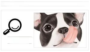 Detail of cute French Bulldog illustration featuring vivid hand-painted animal art style