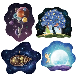 3D outer space wall decals featuring astronauts and stars for living room decor
