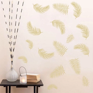 Golden leaf wall stickers DIY decor for modern bedroom and living room sofa background