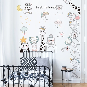 Wandtattoo Kinderzimmer mit Cartoon Tieren Panda Giraffe Wanddekoration