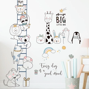 Cartoon animal wall stickers for nursery with giraffe, elephant and dream big text