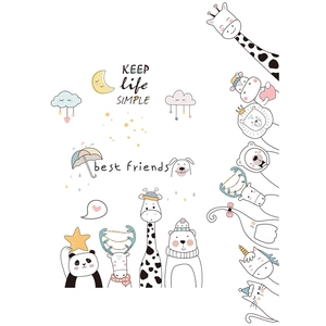 Süße Cartoon Tier Wandaufkleber mit Giraffe, Löwe und Einhorn für das Kinderzimmer Dekor