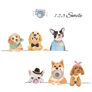 Cartoon dog wall stickers featuring Golden Retriever and Shiba Inu for nursery decor