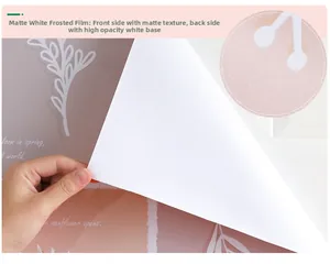 Detail showing matte white frosted kitchen wall sticker with high opacity backing texture