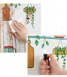 Close-up showing heat resistance and easy cleaning of PVC kitchen tile stickers