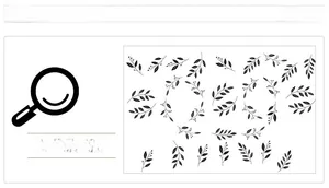 Detailansicht der minimalistischen schwarzen floralen Wandaufkleber mit feinen Texturen