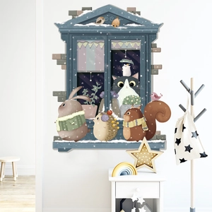 Stickers muraux nordiques avec animaux de dessin animé pour décorer la chambre d'enfant