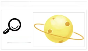 Detailed close-up of a yellow cartoon planet sticker with a ring for wall decor