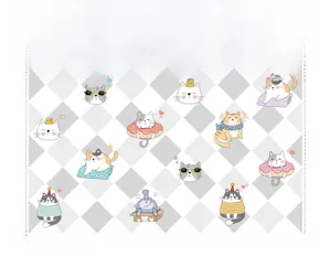 Detailed view of cat pattern 60cm wide oil-proof and heat-resistant kitchen wall sticker