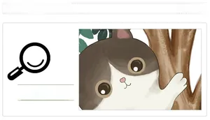 Détail de l'autocollant mural chat mignon avec feuilles vertes et impression de qualité