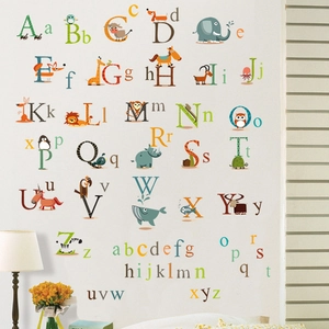 Educational animal alphabet wall stickers for kids bedroom and nursery decor