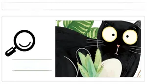 Close-up of cute black cat and green plants wall sticker with high printing detail