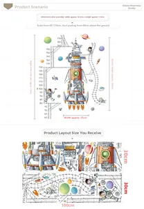 Space astronaut height chart showing installation dimensions and 60-170cm scale details