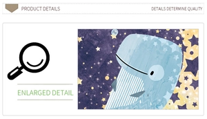 Close-up of whale wall sticker showing high-quality print texture and starry details