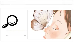 Close-up of artistic wall sticker featuring a girl and butterfly in soft hand-drawn style