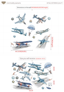 Stickers muraux avion et astronaute dimensions 84x83cm pour chambre d'enfant