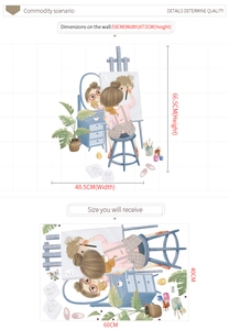 Détail des dimensions et de la disposition du sticker mural pour chambre de fille