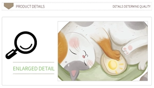 Close-up of cute cartoon cat wall sticker with detailed texture and sleeping pattern
