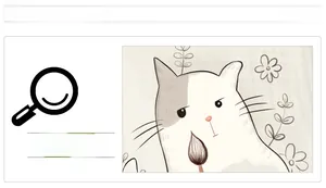 Gros plan d'un autocollant mural chat dessin animé avec détails de lignes florales