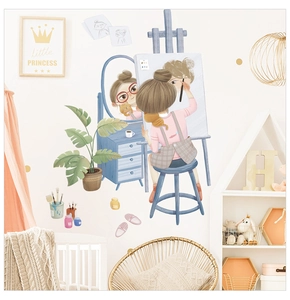 Détail d'un autocollant mural style dessin animé pour décoration de chambre douillette