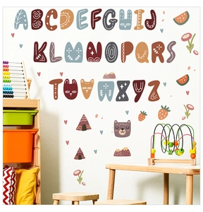 Adesivi murali educativi in PVC con alfabeto A-Z e animali colorati per la cameretta