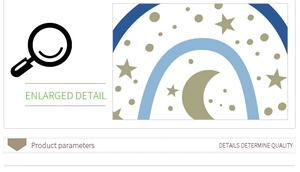 Enlarged detail of Nordic style cloud rainbow wall stickers with stars and moon patterns